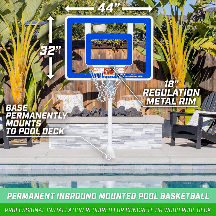 Gosports Deck-Mounted Splash Hoop ELITE Adjustable Height Inground Pool  Basketball Game With Regulation Rim